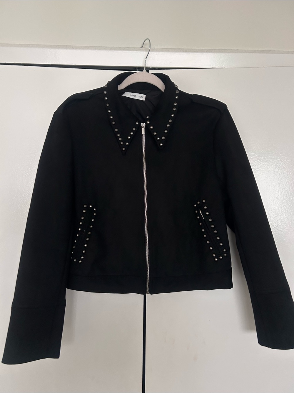 Mango Black Studded Zip Jacket